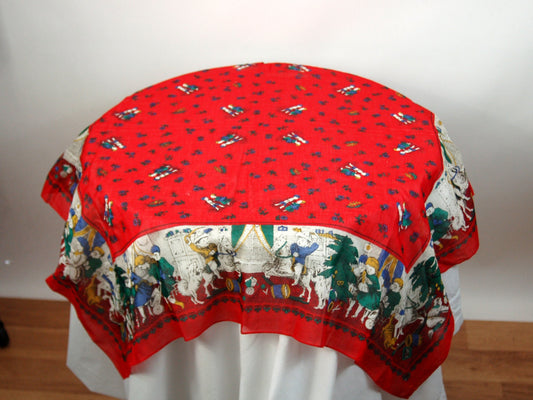 French Provencal scarf Christmas theme cotton Anne Marie table topper large square
