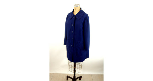 1970s overcoat navy blue jacket car coat size L