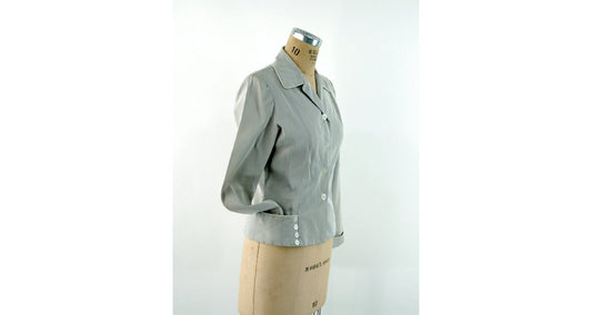 1950s pin striped blazer jacket brown fitted summer light weight jacket Size M