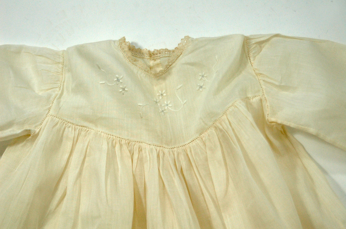1910s baby dress infant dress ivory batiste embroidered christening dress