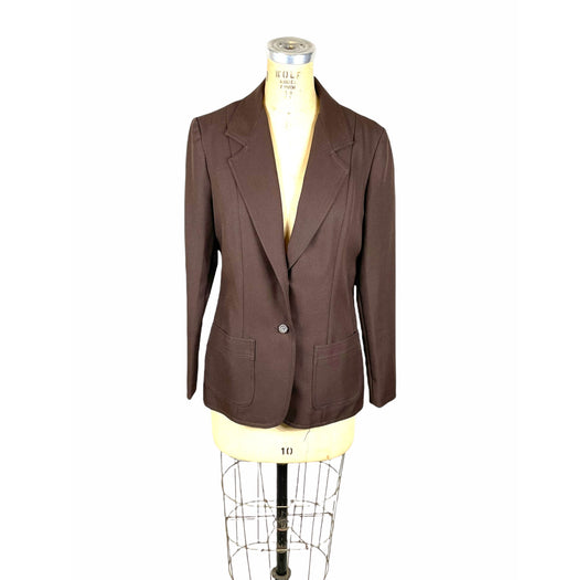 1970s brown blazer by College Town polyester knit Size M