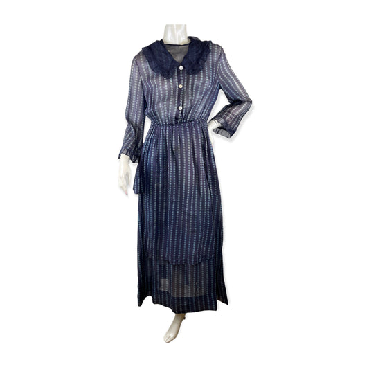1910s polka dot dress with floating panels and hidden pocket Size S