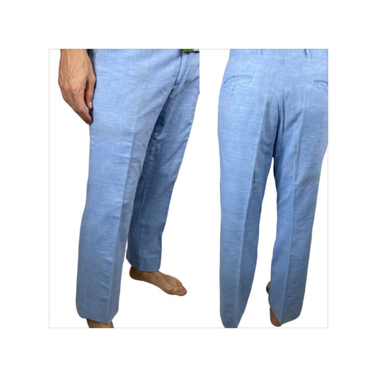 1970s mens pants blue cotton summer slacks by Corbin Size 34/30