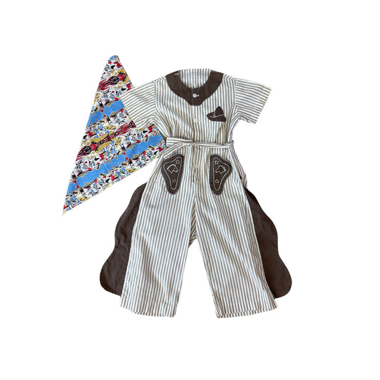 1940s 50s cowboy outfit romper jumpsuit for toddler or child