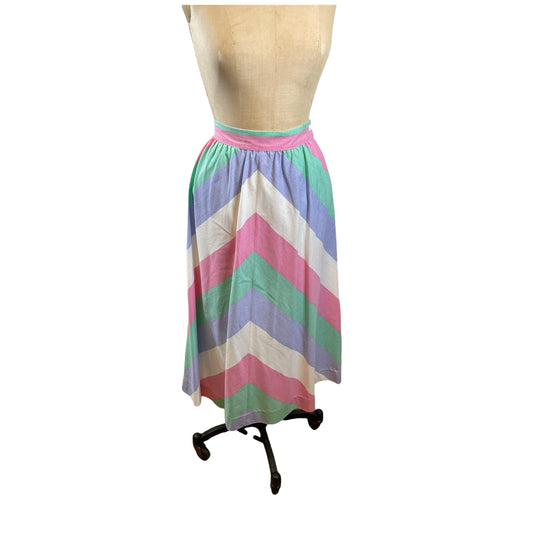 70s/80s Chevron Striped Cotton Skirt By Eva