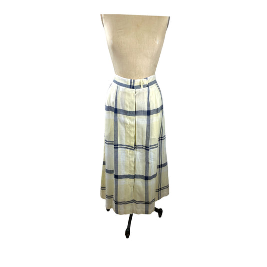 1980s plaid pleated skirt bue yellow Size L