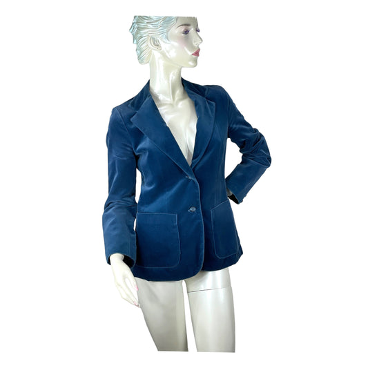 1970s blue velvet blazer with pockets Size S/M
