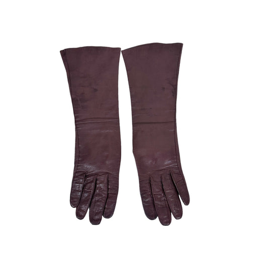 1950s 60s espresso brown leather gloves made in France silk lined