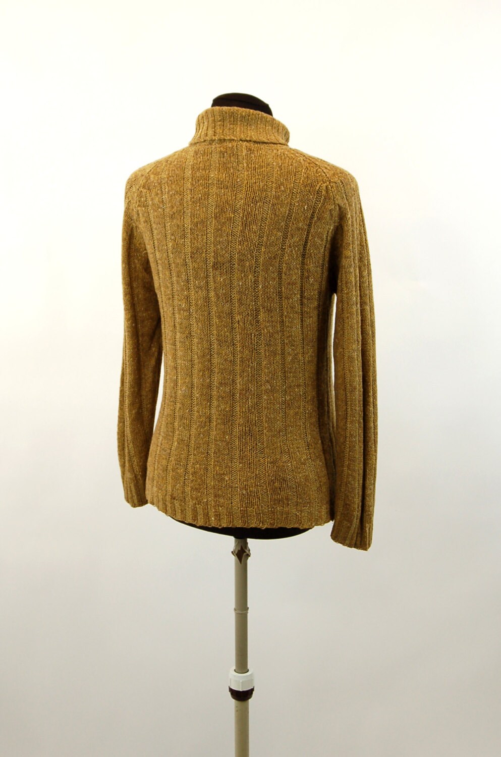 Ribbed turtleneck sweater wool White Stag brown gold Size M