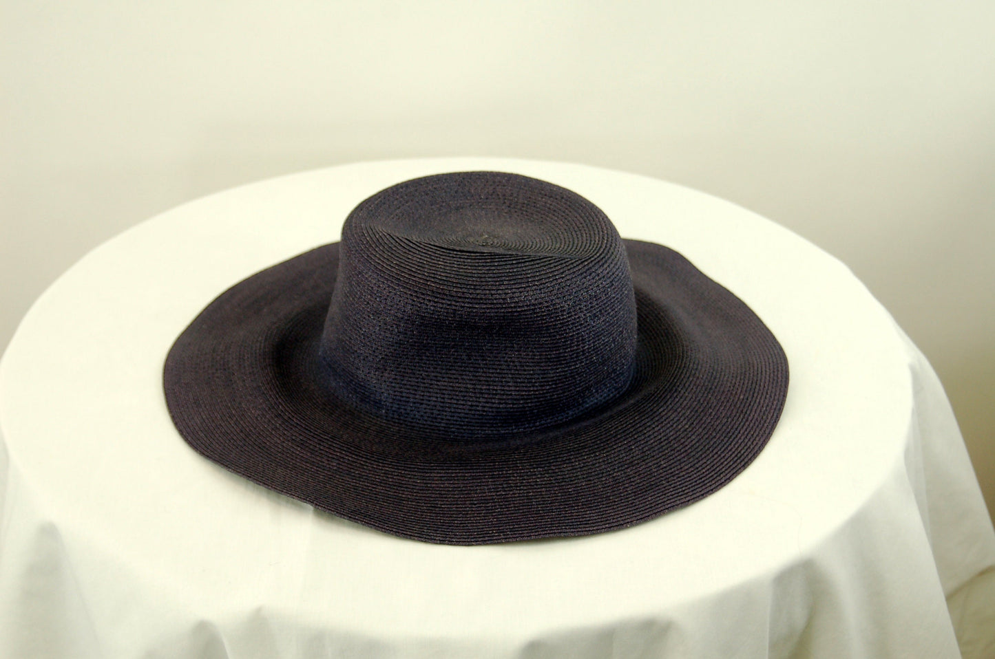 1960s floppy hat navy blue summer hat wide brim sun hat Size 22