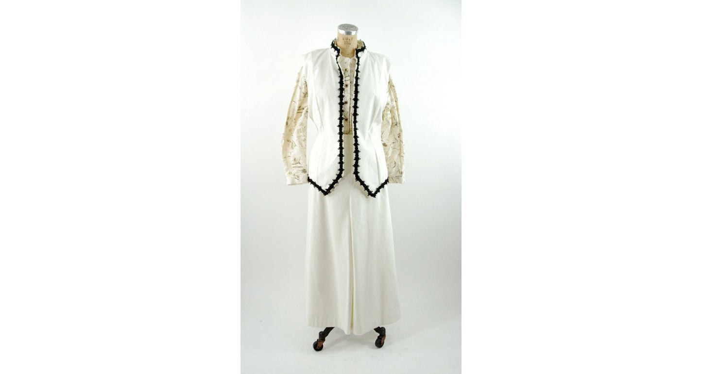 Victorian riding outfit cycling ensemble wide leg pants split skirt and vest with blouse Size L Reproduction