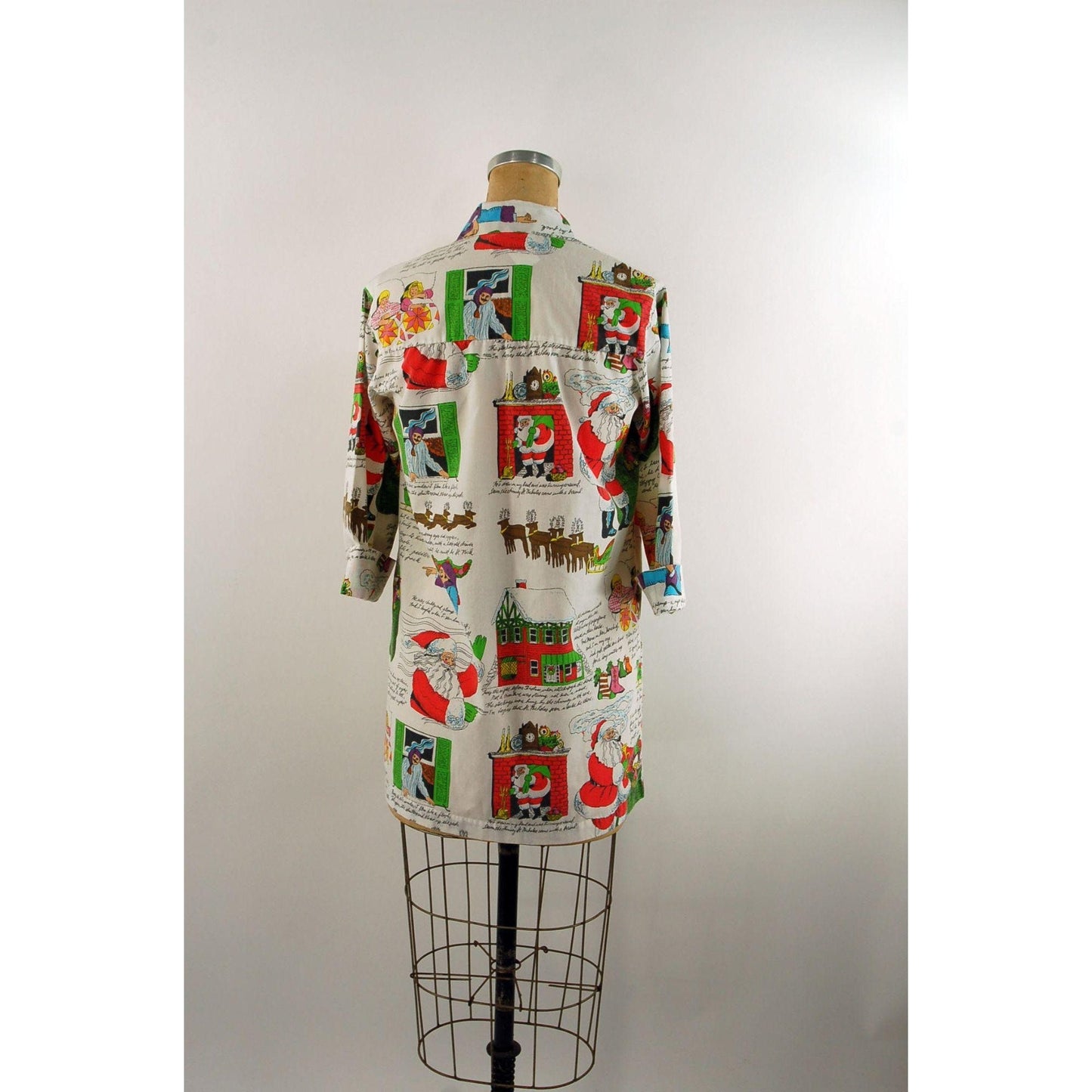 Novelty Christmas smock top shirt Night Before Christmas cartoons by Andhurst Size M