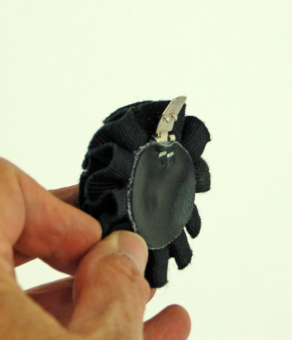 Black flower shoe clips ruffled pom poms shoe accessory holiday glam