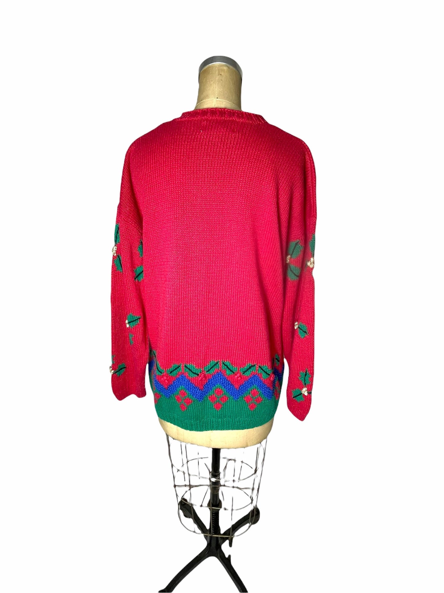 Christmas sweater holiday party hand knitted sweater by Talbots Size XL