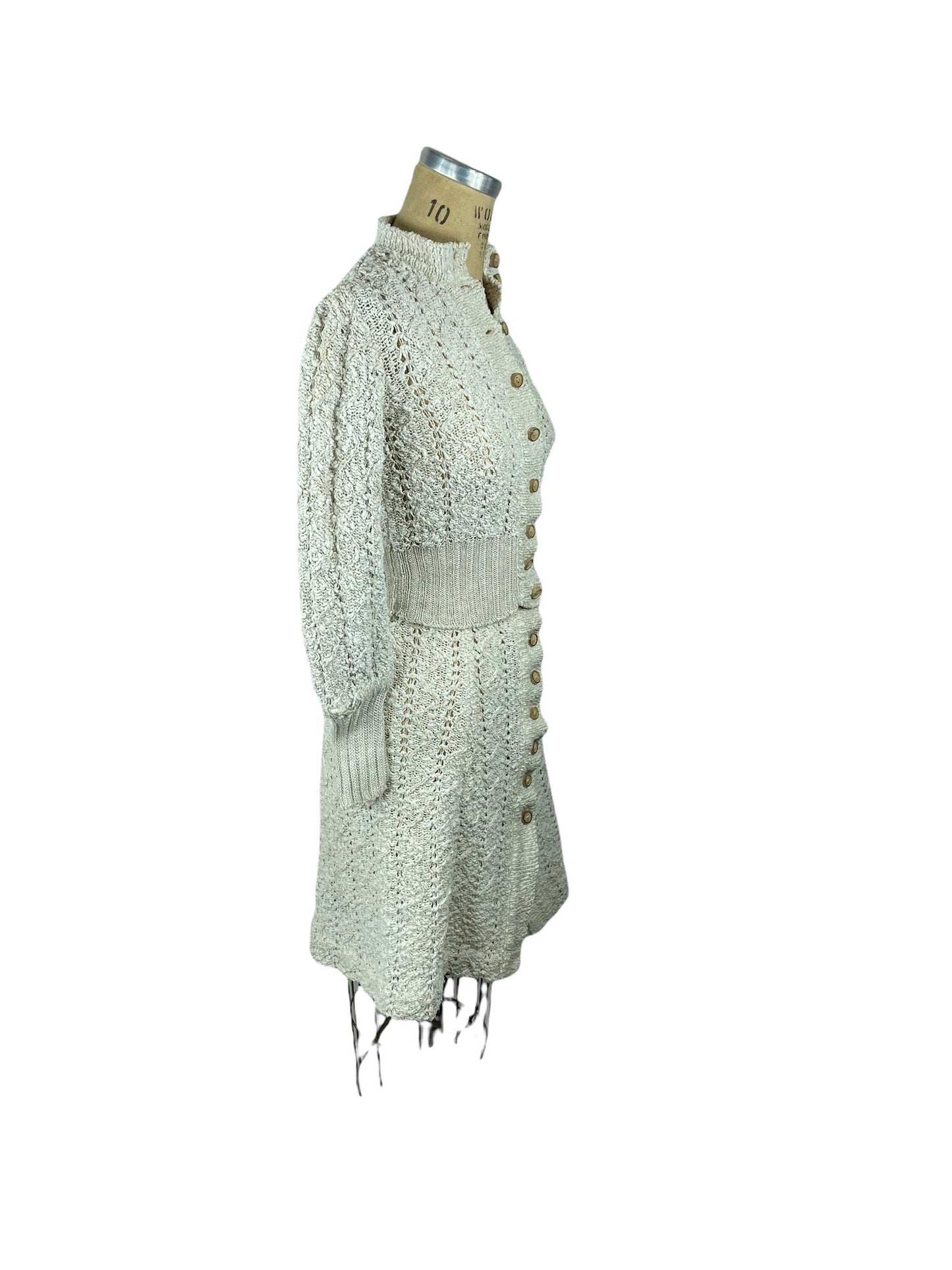 1970s hand loomed cardigan and skirt made in Ireland Size XS/S