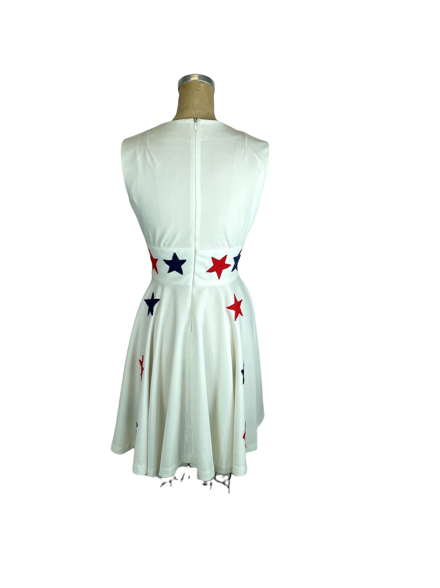 1970s stars dress with swirly skirt Size S