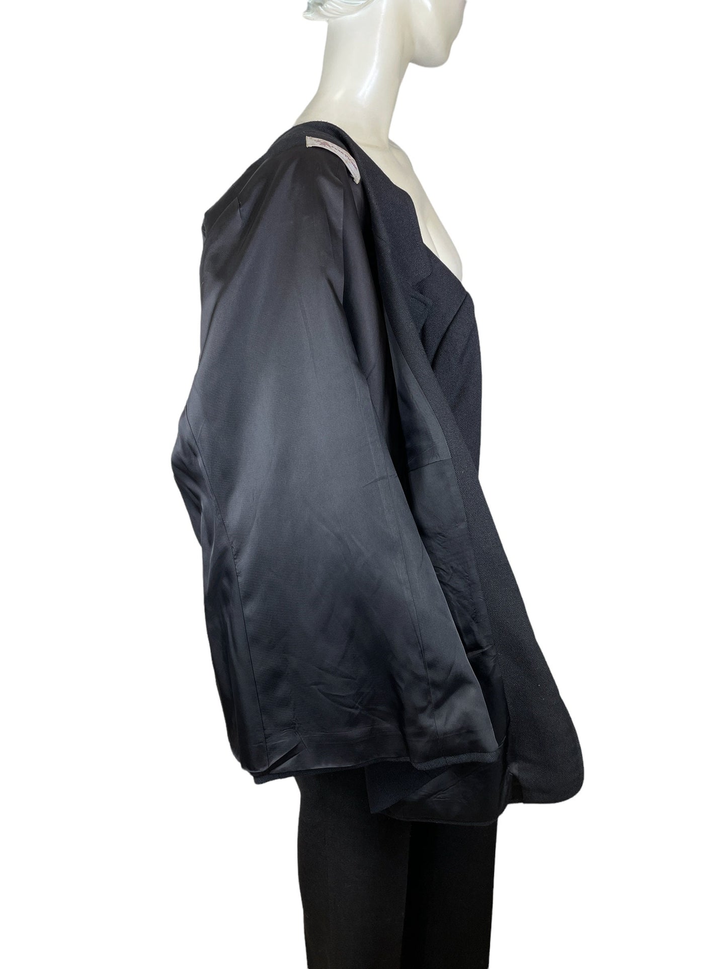 1970s black linen pant suit by Evan-Picone blazer and pants Size M/L