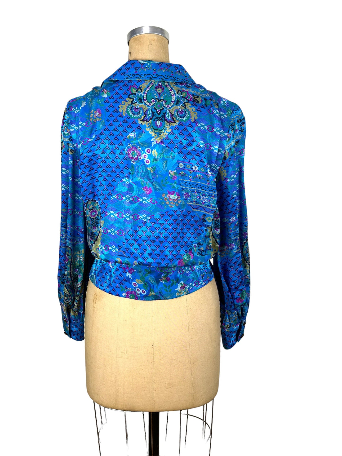 1980s silk blouse with peplum Size 14 by Anne Crimmins for Umi